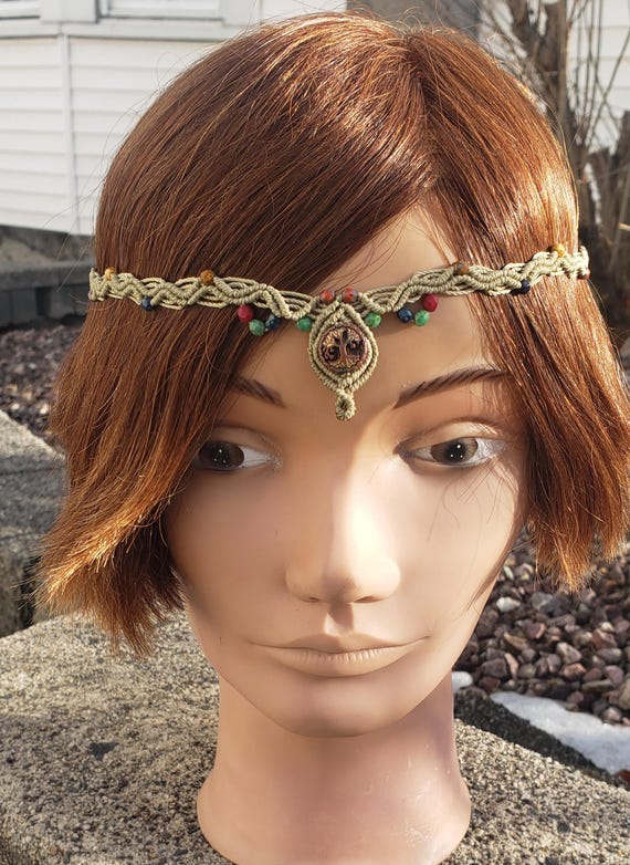Handmade Macrame Knotted Tiara Headband Renaissance Fair  display picture 1