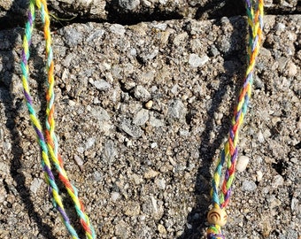 Clear quartz adjustable rainbow hemp necklace