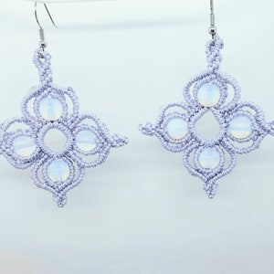 Lilac opalite gemstone macrame earrings image 2