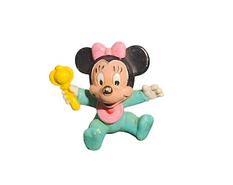 Vintage 1985 Bullyland Baby Minnie Mouse Figure – Walt Disney Productions – Made in Germany – Collectible PVC Figurine