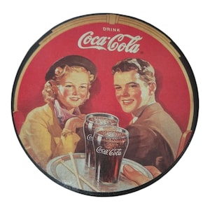 Vintage Coca-Cola Round Tin Box | Retro Advertising Collectible Trinket Container (12.5 cm)