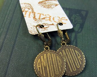 Valentine earrings Love these Amour brass earrings