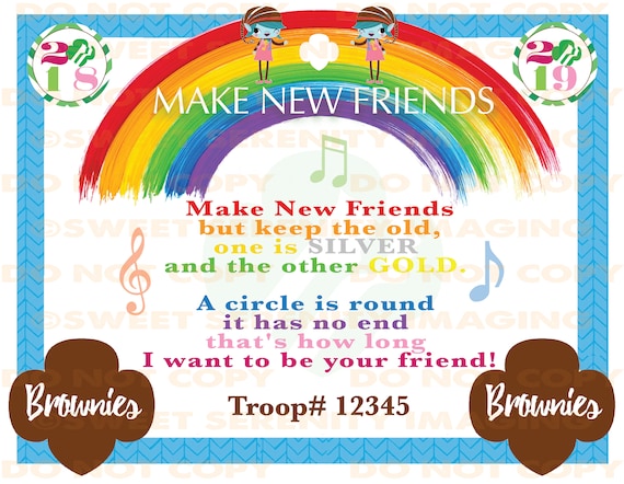 EDITABLE Girl Scout Make New Friends Brownies Song Etsy