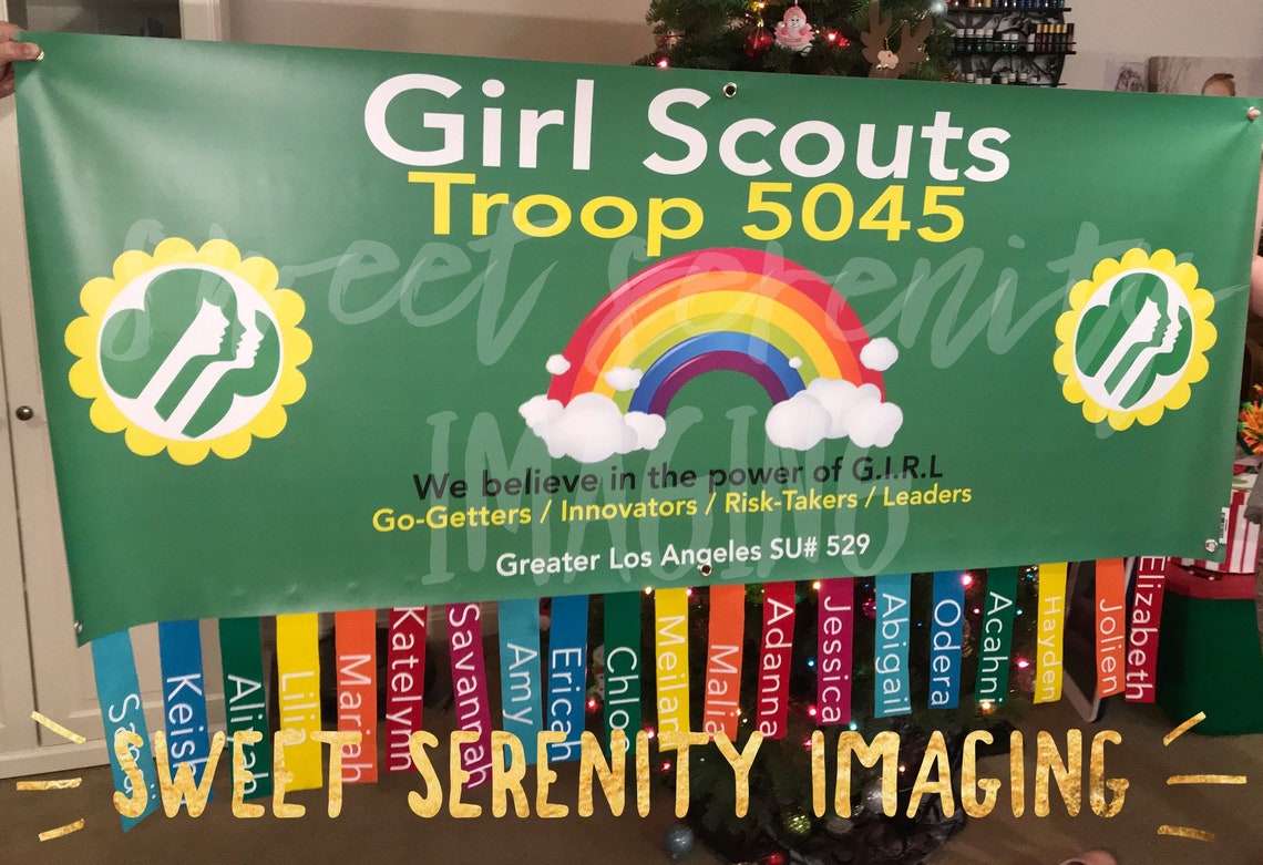 Girl Scout Troop Banner 2.5 x 6 with removable Troop Member | Etsy