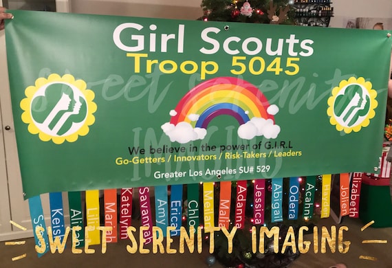 Girl Scout Troop Banner 2.5 x 6 with removable Troop Member | Etsy