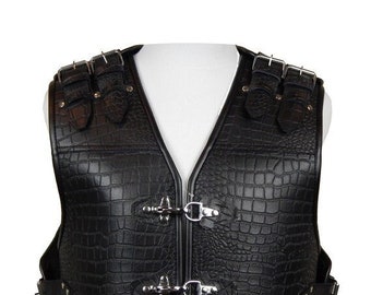 New Men's Western Style  Crocodile Leather Vest, Motorcycle Vest, Biker Vest, Alligator Vest, Rider Vest, Real Leather Vest, Gift For Him.