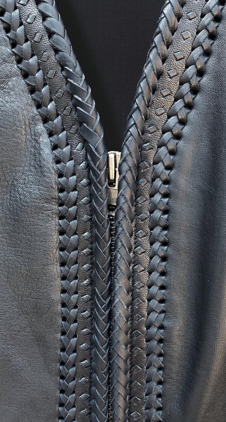 Milwaukee Leather ML1359 Men's Black Premium Leather Side Lace Motorcycle Rider Vest W Buffalo Nickel Snaps Closure 52 - View #2