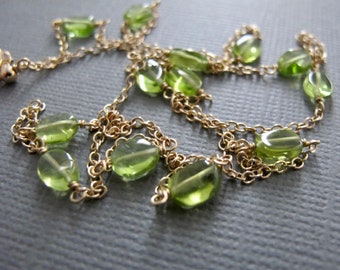 Peridot on 14K Gold Filled Chain, Timeless Layering Necklace
