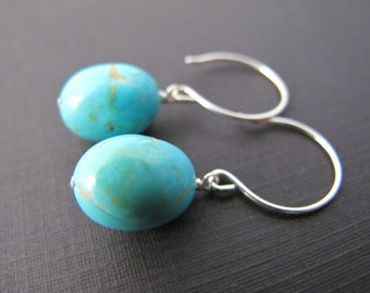 Turquoise Earrings, Sterling Silver Ear Wires