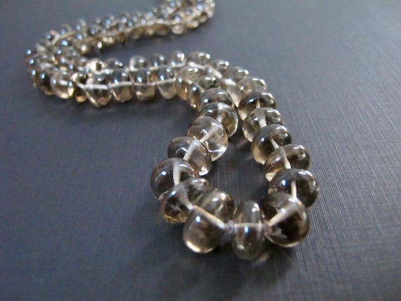 Smoky Quartz Rondelle Necklace, Natural Gemstone Jewelry