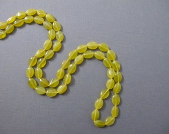 Chartreuse Jade Hand Knotted Necklace, Yellow Gemstone Necklace