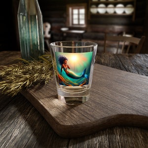 Sunlit Serenity in a Mystical Realm: African Mermaid Shot Glass, 1.5oz