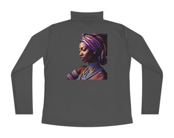 Majestic Grace Power and Beauty Series 2: African Lioness & Warrior Princess Quarter-Zip Pullover Ladies Quarter-Zip Pullover