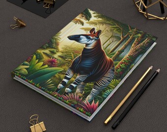 Mystical Okapi Journal: Congo&#39;s Striped Giraffe Family Member Wildlife Notebook Hardcover Journal Matte