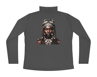 Majestic Grace Power and Beauty Series 3: African Lioness & Warrior Princess Quarter-Zip Pullover Ladies Quarter-Zip Pullover