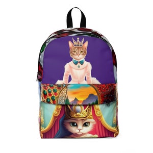 Mochila caprichosa de princesa gato de dibujos animados / ¡Adorable y divertida para los amantes de los gatos! Mochila clásica unisex