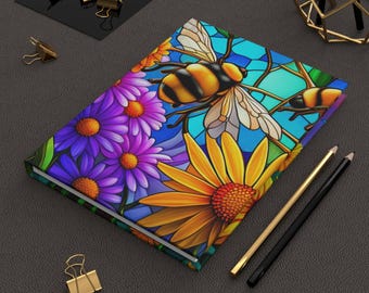 Nature&#39;s Elegance Journal: Stained Glass Bumblebees & Watercolor Butterflies Hardcover Journal Matte