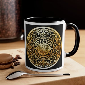 Chrysanthemum Inspired Accent Coffee Mug, 11oz