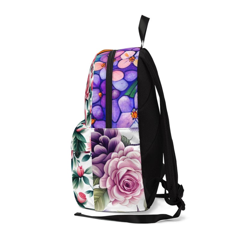 Blooming Elegance: Rose & Violet Floral Backpack for Timeless Style ...