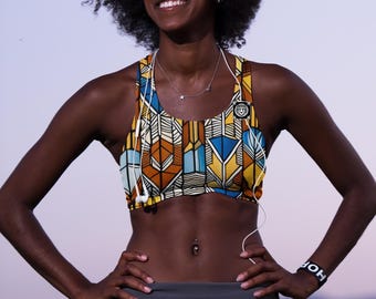 Lioness Pride 5: African Inspired Kente Cloth Sports Bra (AOP)