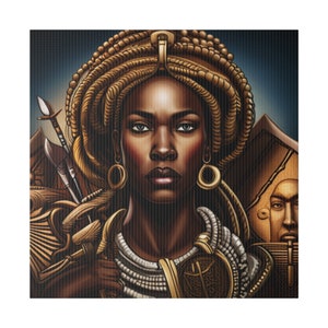 Majestic Fierce And Courageous: Matte Canvas Portrait of an African Warrior Princess Matte Canvas, Stretched, 0.75"