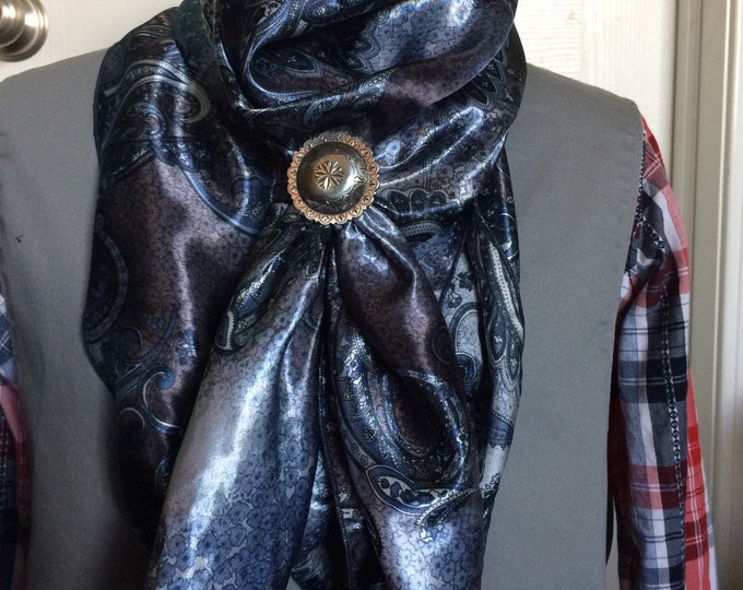 Blue Paisley Floral Cowboy Buckaroo Wild Rag by Mann Creek Etsy