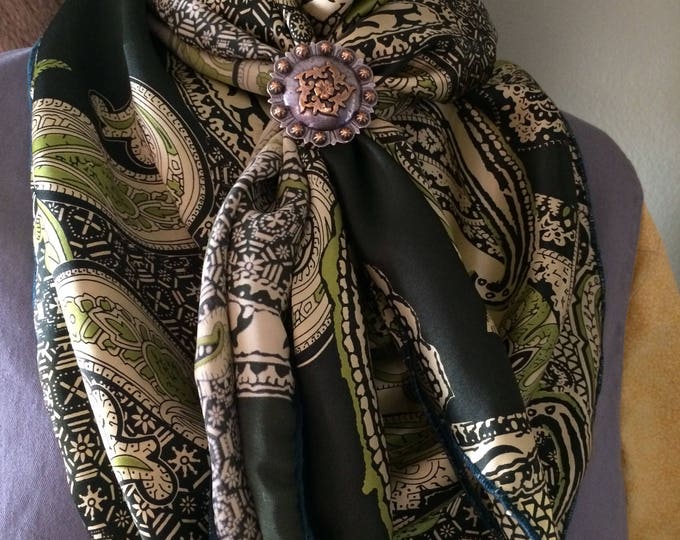 Green and Gold Silk Cowboy Buckaroo Wild Rag by Mann Creek Etsy