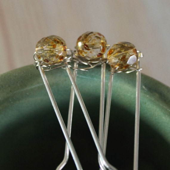 Items Similar To Golden Honey Hair Pins On Etsy