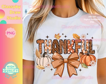 Thankful Coquette PNG, Thanksgiving Sublimation, Fall Sublimation, Autumn Png, Thanksgiving Png, Fall PNG, Blessed Coquette Bow Leopard