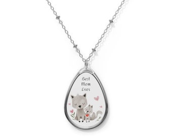 Best Mom Ever: Oval Wolf Necklace