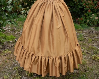 Steampunk Gold Taffeta Ruffle Skirt - Adult Halloween Costume - Fairy Costume - Renaissance Clothing - Victorian Skirt - Steampunk Costume