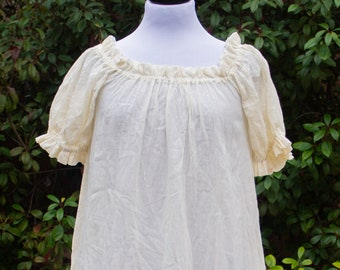 Ivory Cotton Gauze Chemise with Short Sleeves, Renaissance Shift, Womens Halloween Costume, Steampunk Shirt, Ren Faire Garb, Peasant Top