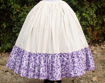 Purple Flower Petals Cotton Ruffle Underskirt, Cotton Petticoat, Womens Renaissance Clothing, Cottagecore, Layering Skirt, Halloween Costume