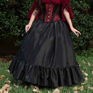 Steampunk Black Taffeta Ruffle Skirt, Adult Halloween Costume, Gothic Fairy Costume, Renaissance Clothing, Victorian Skirt, Ren Faire Garb