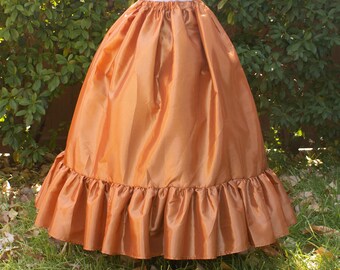 Steampunk Amber Taffeta Ruffle Skirt, Adult Halloween Costume, Fairy Costume, Renaissance Clothing, Neo Victorian Skirt, Ren Faire Garb