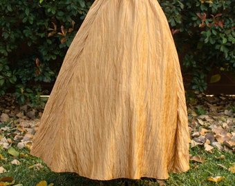 Renaissance Skirt in Gold Crinkled Taffeta, Steampunk Costume, Ren Faire Garb, Womens Halloween Costume, Medieval Clothing, LARP