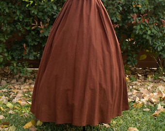 Brown Linen Renaissance Skirt, Adult Halloween Costume, Ren Faire Garb, Womens Medieval Clothing, Historically Inspired Clothing, SCA LARP