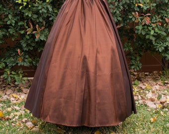 Renaissance Skirt in Brown Taffeta, Steampunk Costume, Ren Faire Garb, Womens Halloween Costume, Goth Prom, Medieval Clothing, LARP