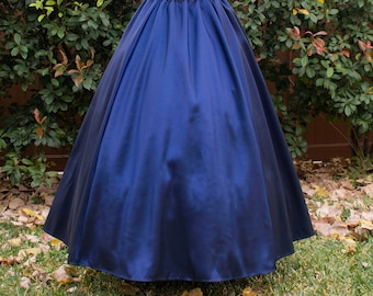 Renaissance Skirt in Dark Blue Taffeta, Steampunk Costume, Ren Faire Garb, Womens Halloween Costume, Goth Prom, Medieval Clothing, LARP