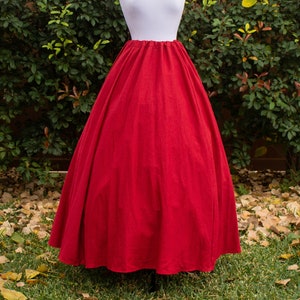 Red Linen Renaissance Skirt, Adult Halloween Costume, Ren Faire Garb, Womens Medieval Clothing, Historically Inspired Clothing, SCA LARP