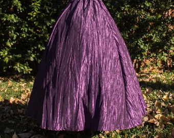 Renaissance Skirt in Plum Purple Crinkled Taffeta, Steampunk Costume, Ren Faire Garb, Womens Halloween Costume, Medieval Clothing, LARP