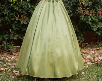 Renaissance Skirt in Sage Green Taffeta, Steampunk Costume, Ren Faire Garb, Womens Halloween Costume, Medieval Clothing, Fairy Costume, LARP