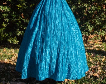 Renaissance Skirt in Teal Crinkled Taffeta, Steampunk Costume, Ren Faire Garb, Womens Halloween Costume, Medieval Clothing, LARP