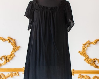 Black Flutter Sleeve Chemise, Lightweight Cotton Gauze Renaissance Shift, Womens Halloween Costume, Steampunk Shirt, Ren Faire Garb, LARP