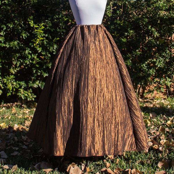 Renaissance Skirt in Brown Crinkled Taffeta, Steampunk Costume, Ren Faire Garb, Womens Halloween Costume, Medieval Clothing, LARP