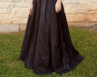Womens Halloween Costume Medieval Clothing Ren Faire Garb Steampunk Costume Renaissance Skirt in Buttercream Yellow Pintuck Taffeta