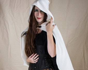 Ivory Rogue Cape - Renaissance Clothing - Halloween Costume - Ren Faire Garb - Medieval Clothing - Mens Womens Cloak - Hooded Cape