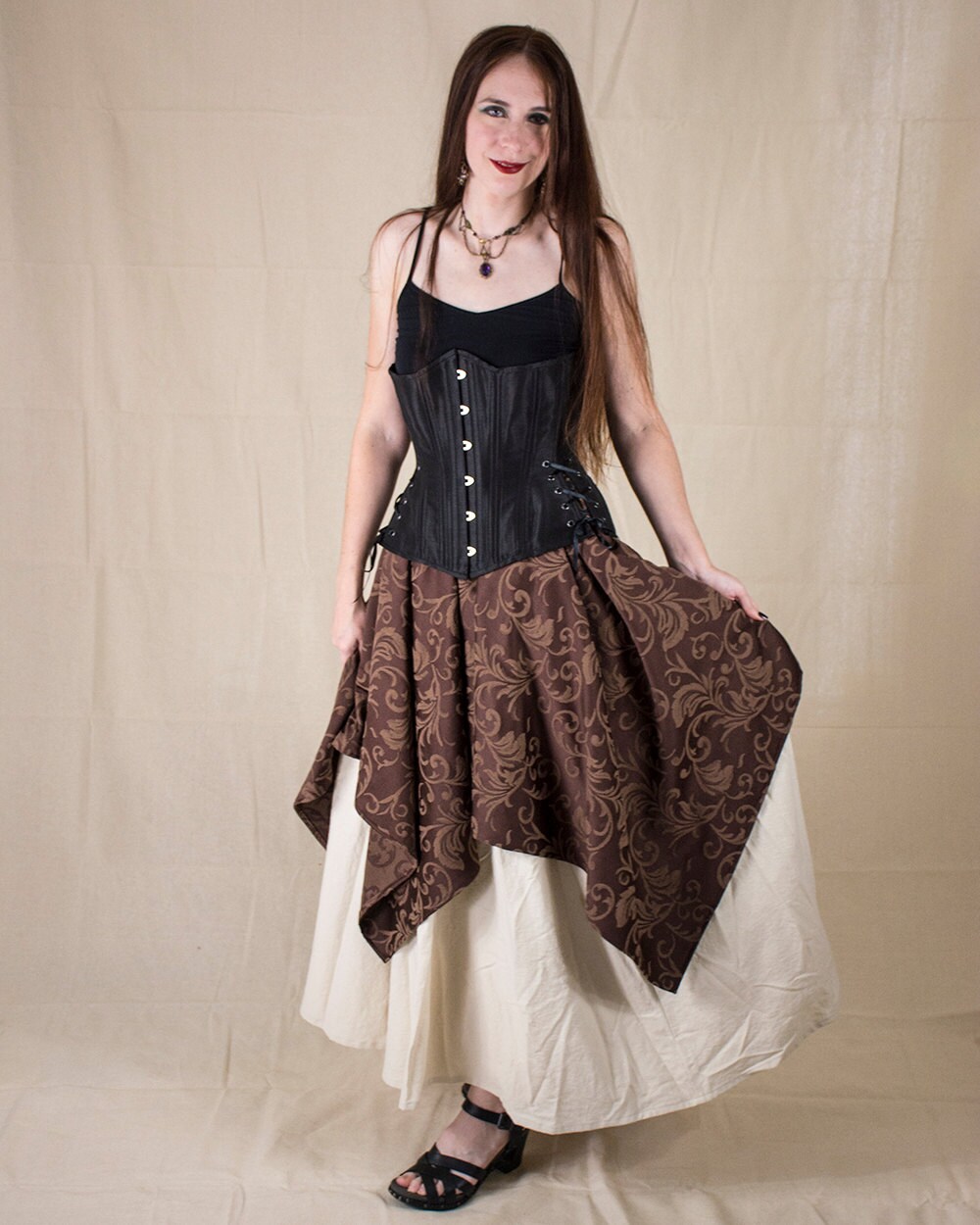 Womens Halloween Costume Medieval Clothing Ren Faire Garb Steampunk Costume Renaissance Skirt in Buttercream Yellow Pintuck Taffeta