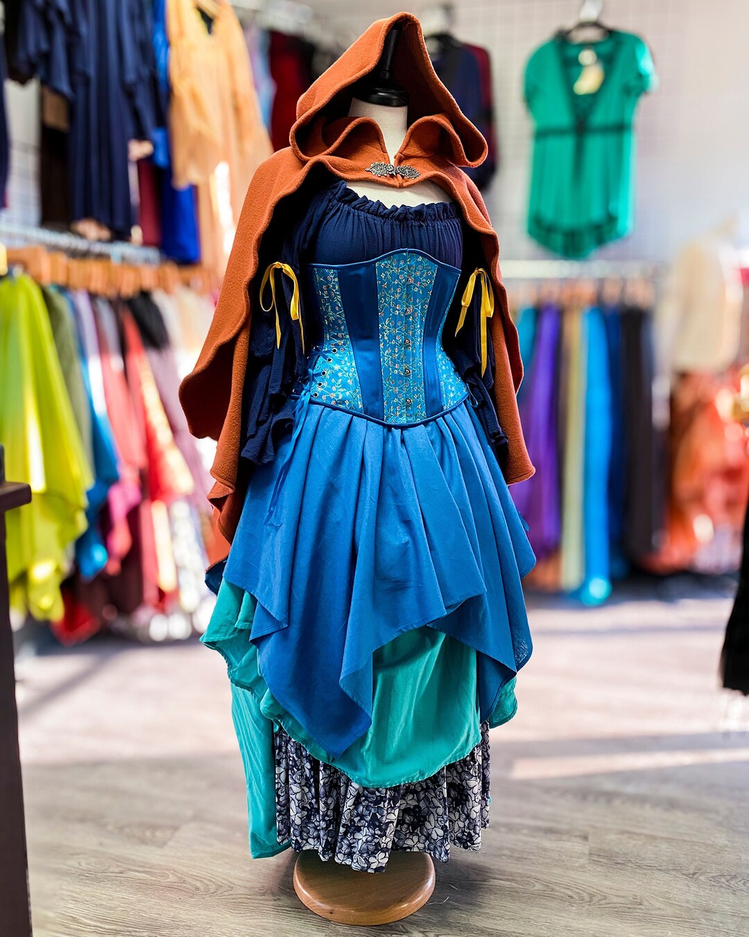 Ocean Blue Linen Pixie Skirt, Renaissance Clothing, Halloween Costume