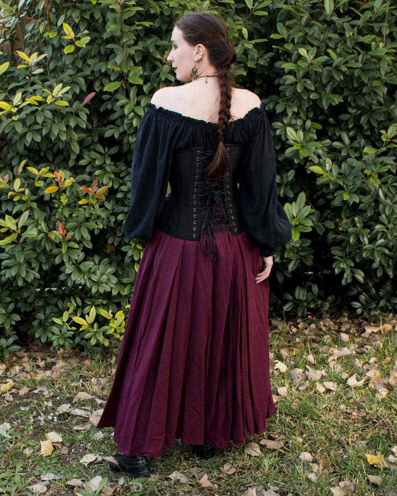 Dark Purple Linen Renaissance Skirt Ren Faire Garb Womens Etsy